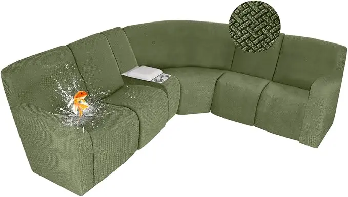 ALIECOM 100% Waterproof Recliner Sectional Couch Covers L Shape Stretch Corner