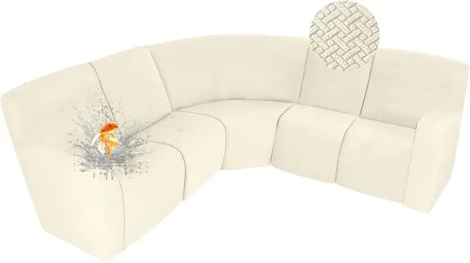 ALIECOM 100% Waterproof Recliner Sectional Couch Covers L Shape Stretch Corner