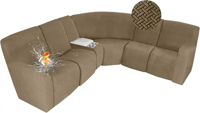 ALIECOM 100% Waterproof Recliner Sectional Couch Covers L Shape Stretch Corner