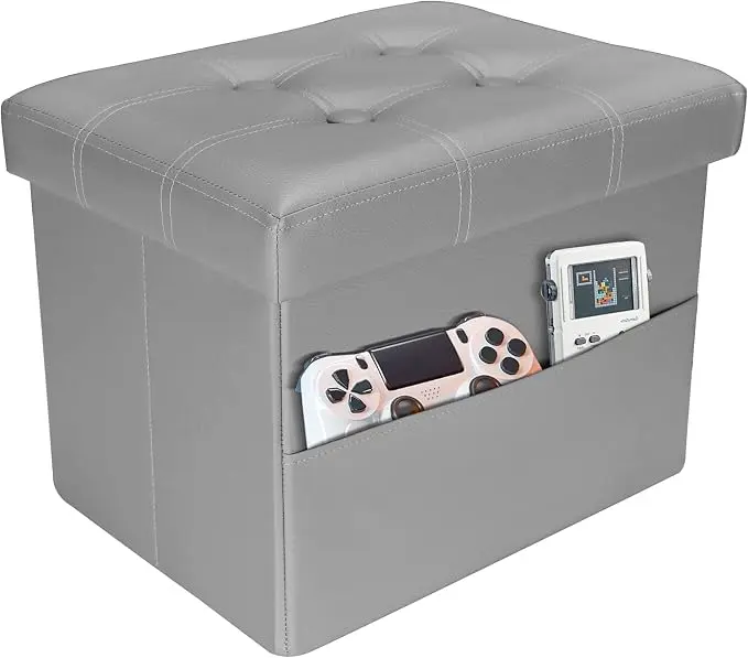 AmasSmile Storage Ottoman Folding Foot Rest Stool