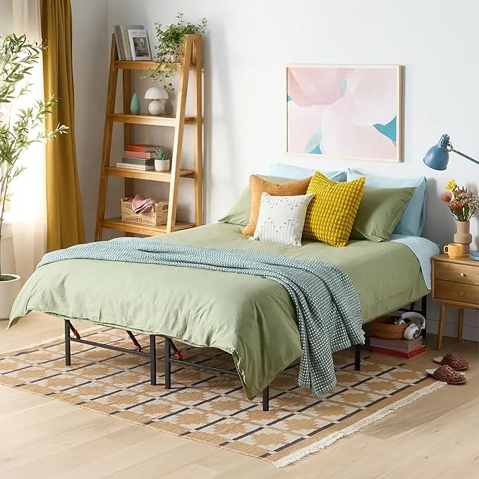 Amazon Basics Bed Frame with Storage, Foldable Metal Platform, Sturdy Steel