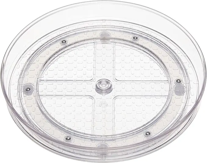 Amazon Basics Clear Rotating Lazy Susan Turntable Organizer for Condiments, 9-Inch, 2-Pack