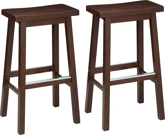 Amazon Basics Solid Wood Saddle-Seat Counter Height Bar Stools