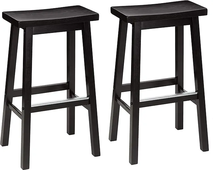 Amazon Basics Solid Wood Saddle-Seat Counter Height Bar Stools