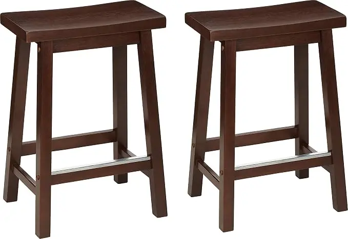Amazon Basics Solid Wood Saddle-Seat Counter Height Bar Stools
