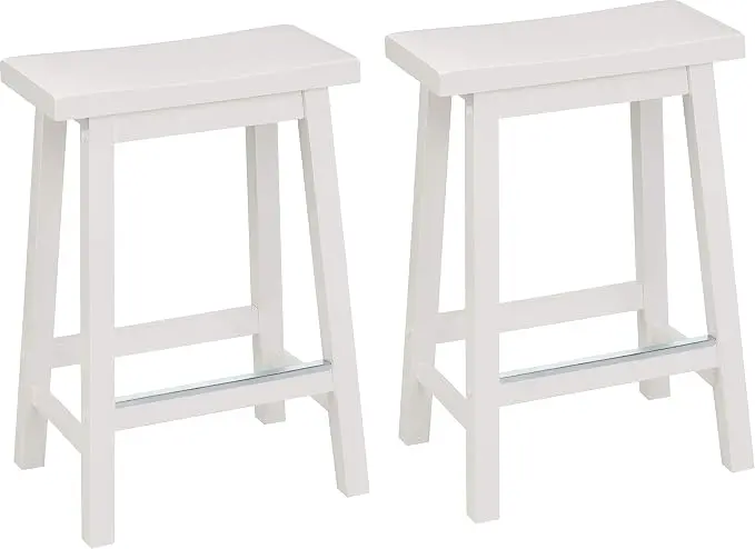 Amazon Basics Solid Wood Saddle-Seat Counter Height Bar Stools