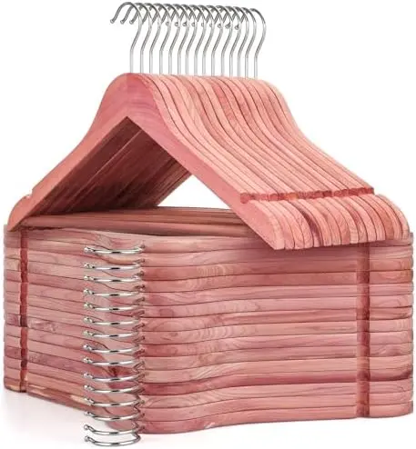 American Red Cedar Wooden Clothes Hangers for Closet 30 Pack