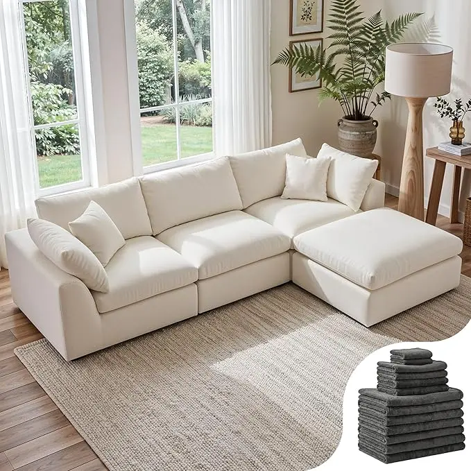 Amsleekey 108" Cloud Sectional Couches,