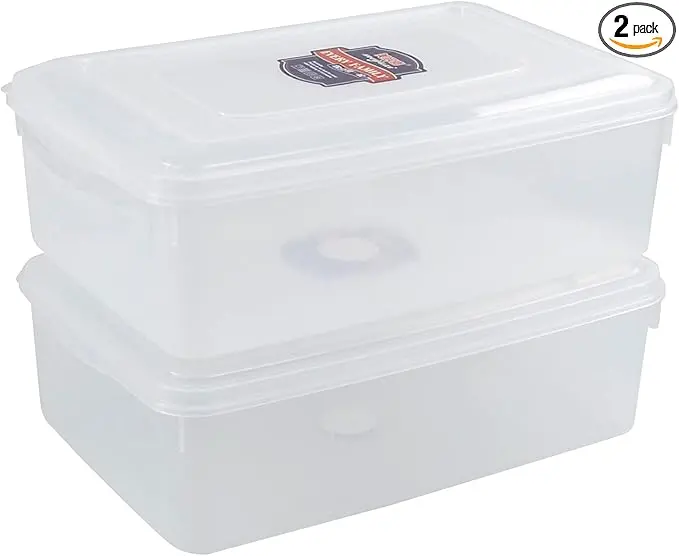 Anbers 11-Quart Clear Storage Containers Box Bin with Lid, 2-Pack