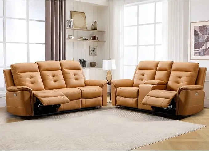 ANJ 2-Piece Faux Leather Power Recliner Sofa Set