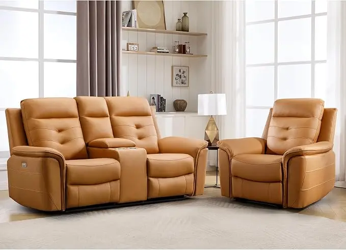 ANJ 2-Piece PU Leather Recliner Sofa Set