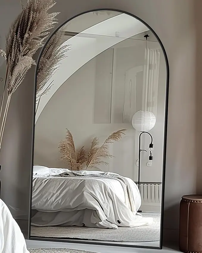 Antok 76" x44” Arched Full Length Floor Mirror, Free Standing/Wall Mount/Leaning