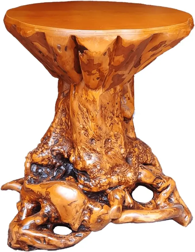 Aotea Crafts Rustic Azalea Tree Stump/Root End Table | Unique Wood Root Log