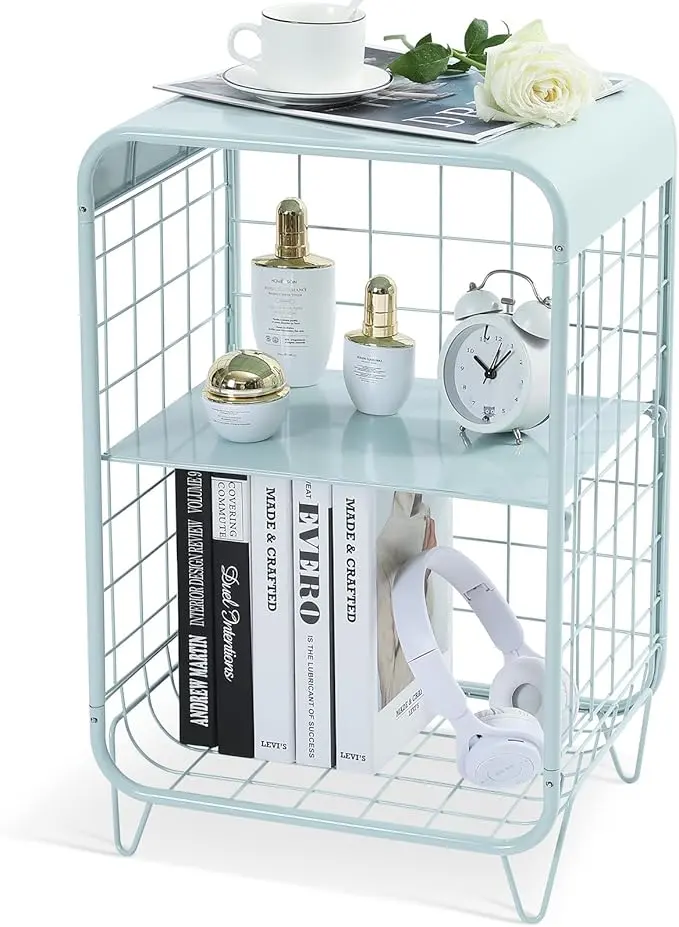 APEXCHASER Cute Nightstand, Metal Side Table, 3 Tier End Table