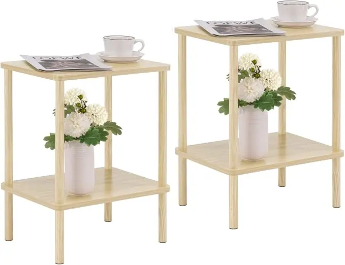 Apicizon 2 Tier End Table Set of 2, Small Side Table