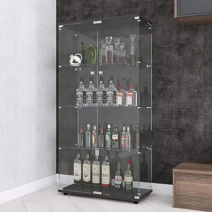 APRILSOUL Glass Display Cabinet 4-Shelf