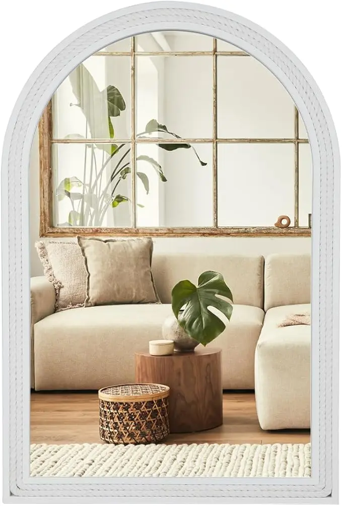 Arched Vanity Mirror for Wall, Decorative Rope Mirror for Bathroom, Living Room