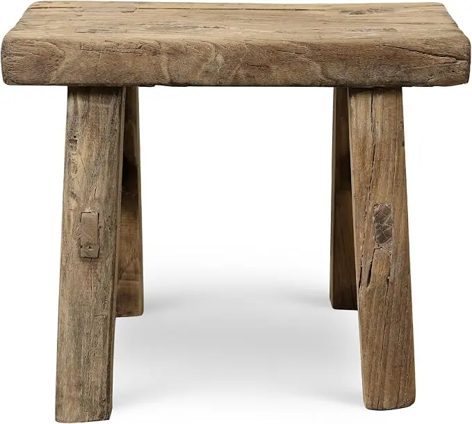 Artissance 11" W Rectangular Natural Wood Vintage Mini Stool