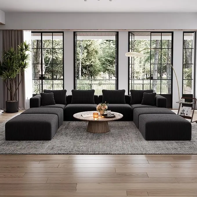 Avenco 141” U-Shaped Modular Sectional Couch Sofa