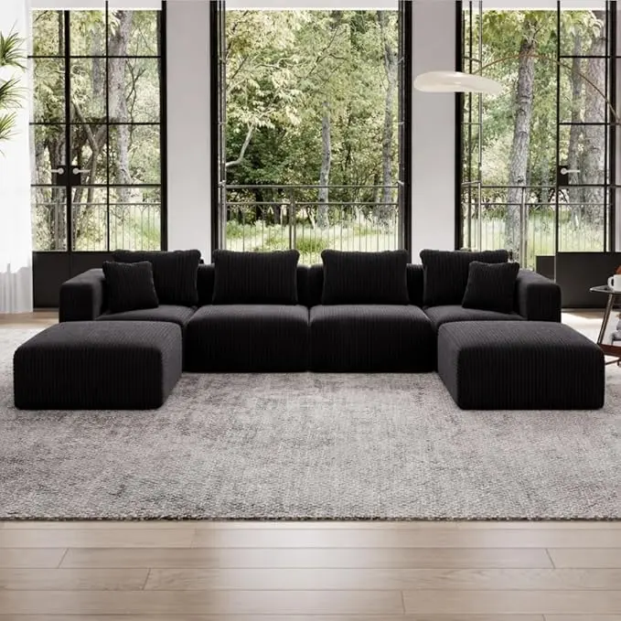 Avenco 141” U-Shaped Modular Sectional Couch Sofa