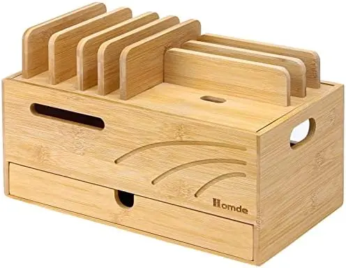 Bamboo Charging Station Organizer