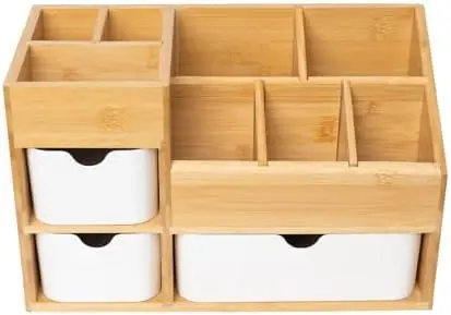 Bamboo Makeup Organizer, 11.5x5.4in