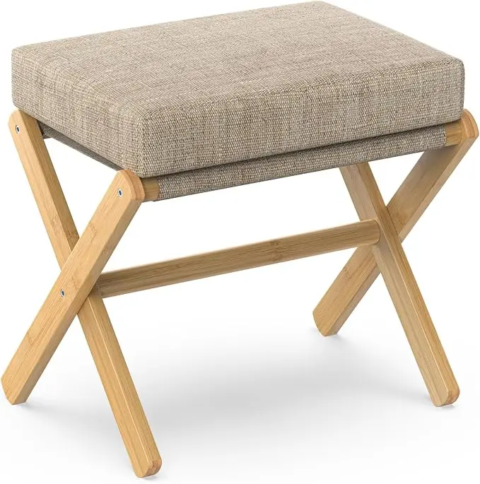 BAMBOOHOMIE Foldable Foot Stool Ottoman, Modern Foot Rest