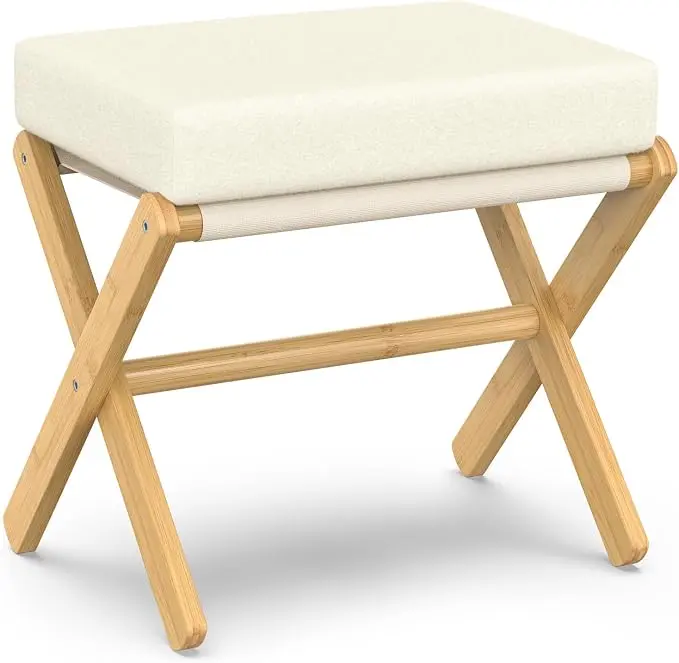 BAMBOOHOMIE Foldable Foot Stool Ottoman, Modern Foot Rest