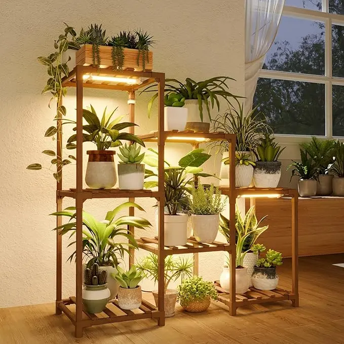 Bamworld Plant Stand with Grow Light Plant Shelf