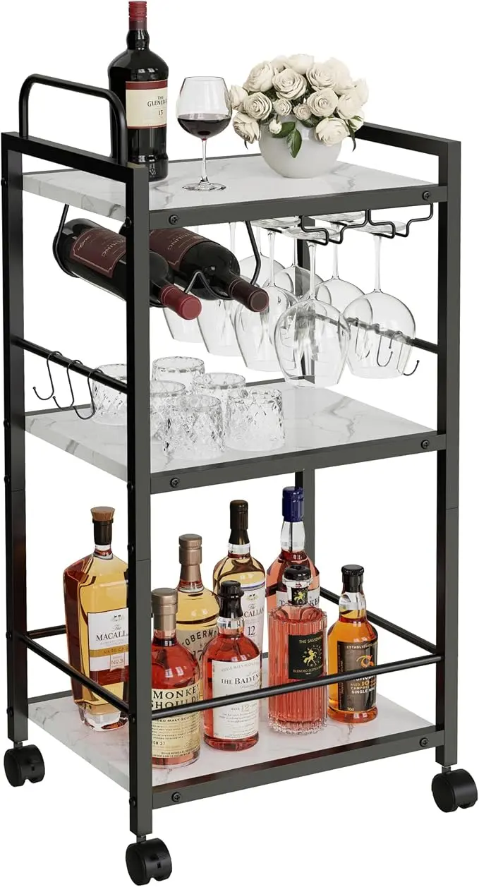 Bar Cart for The Home, 3 Tier Kitchen Carts