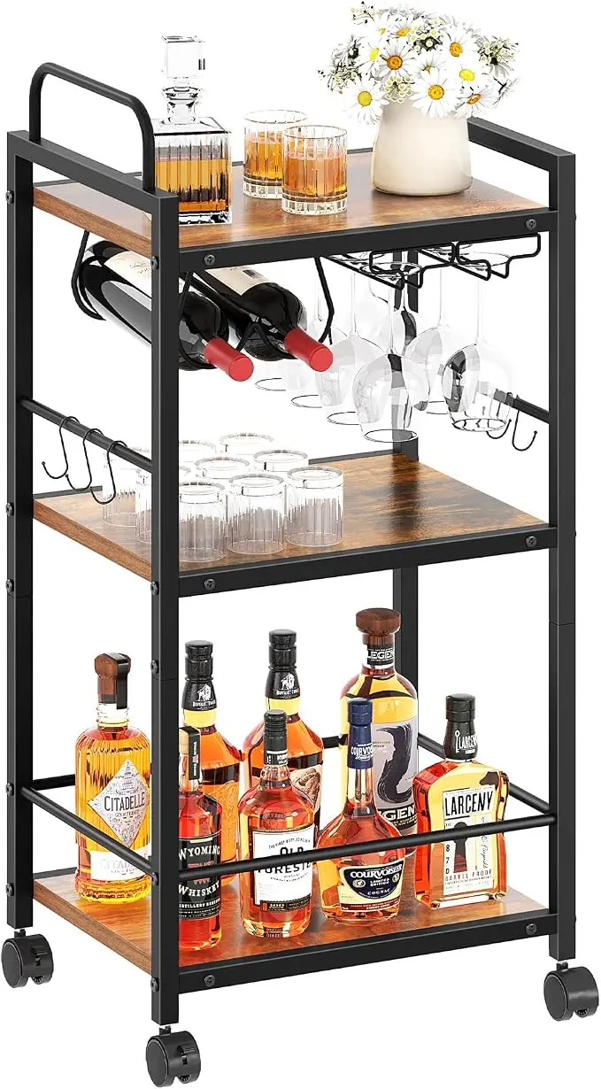 Bar Cart for The Home, 3 Tier Kitchen Carts