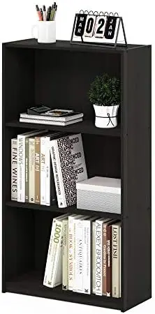 Basic 3-Tier Book Shelf with Open Shelves, Dark Espresso