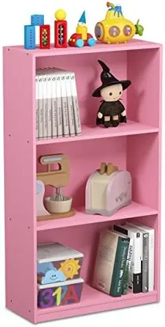 Basic 3-Tier Book Shelf with Open Shelves, Pink