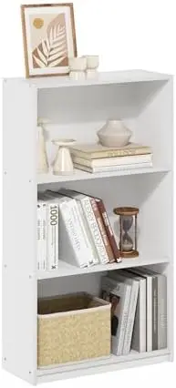 Basic 3-Tier Book Shelf with Open Shelves, White