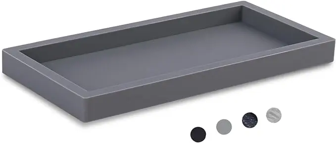 Bathroom Trays for Counter, Slicone Vanity Trays for Bathroom, Rectangle Sponge Holder for Kitchen Sink - Grey