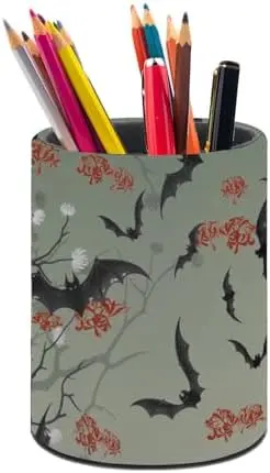 Bats Flowers Pen Holder Pencil Cup for Desk Organizer