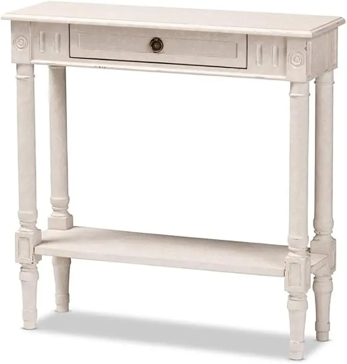Baxton Studio Ariella Country Cottage Farmhouse Whitewashed 1-Drawer Console