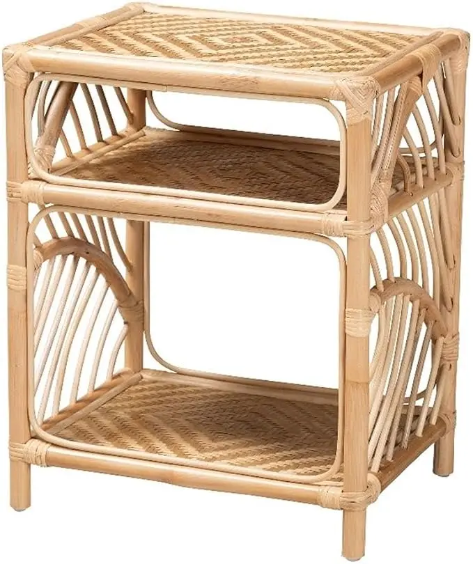 Baxton Studio Baara Modern Bohemian Natural Brown Rattan Nightstand