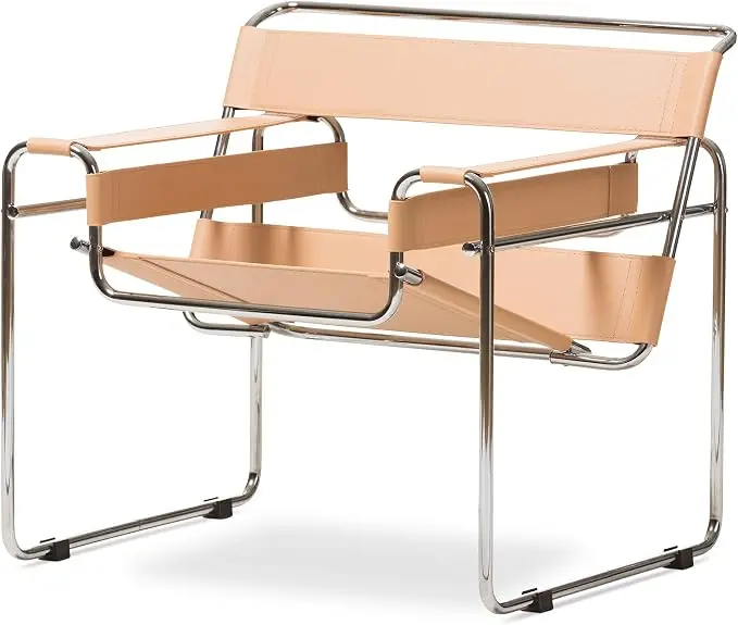 Baxton Studio Jericho Leather Mid-Century Modern Accent Chair