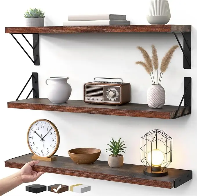 BAYKA 23-in Floating Wall Shelves, Rustic Wood Wall Shelves