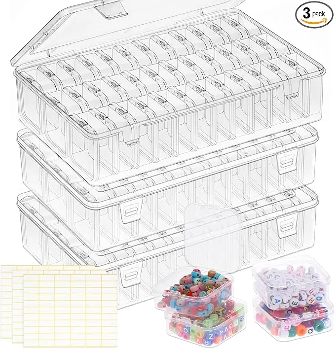 Bead Organizer Box 108 Pcs Plastic Storage Containers for Craft Jewelry