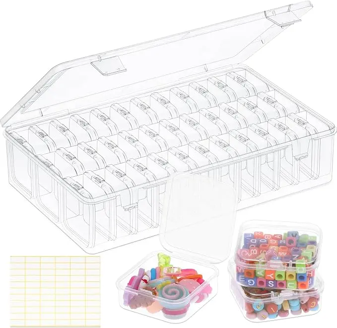 Bead Organizer Box 36 Pcs Small Clear Plastic Containers for Craft Jewelry