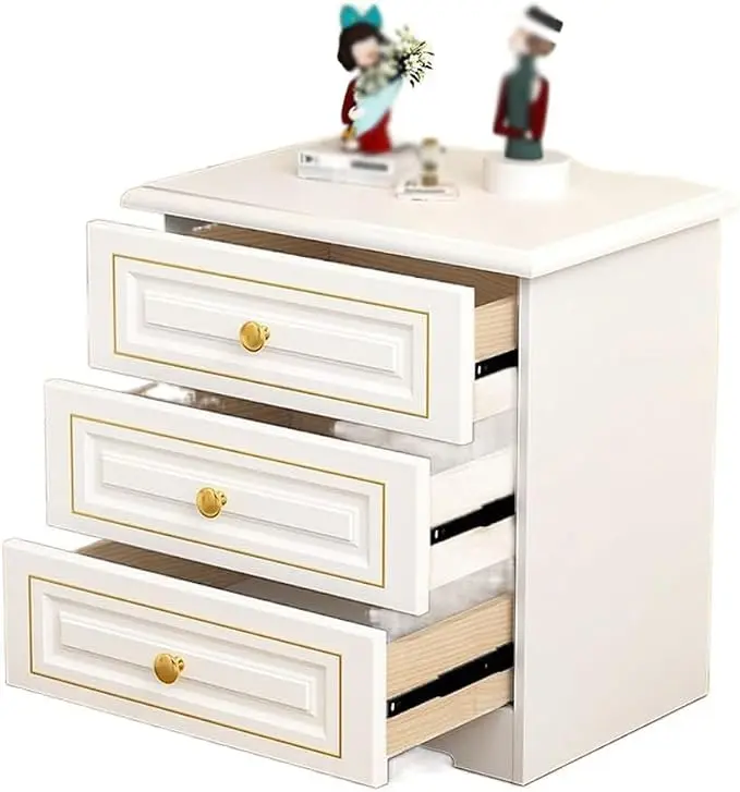 Bed Side Table Light Luxury Solid Wood Bedside Table, Simple Home Storage