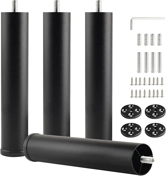 Bed Support Legs Replacement Black 8 Inch Metal Cylinder Legs