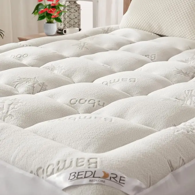 BEDLORE Twin Mattress Topper Viscose Derived from Bamboo, Thick Pillow Top
