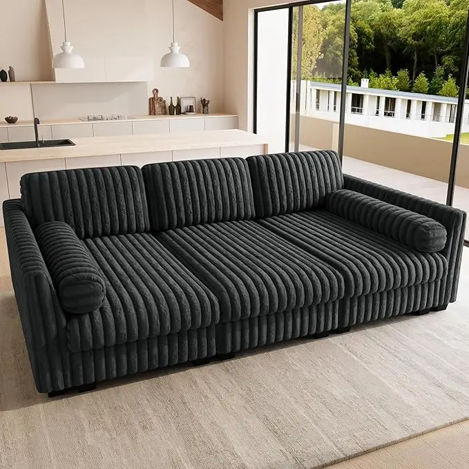 Belffin Plush Corduory Sectional Sleeper Sofa