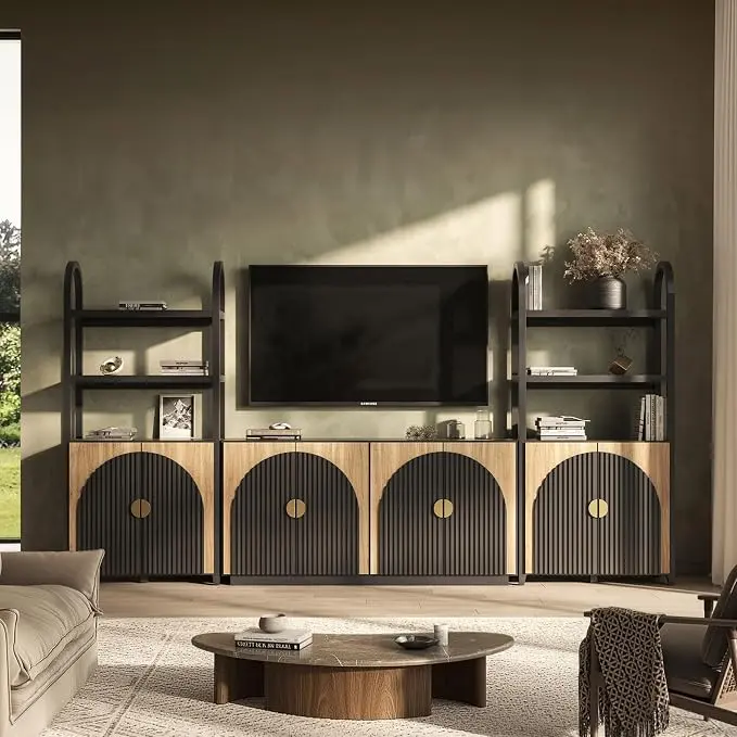 BELLEZE 3-Piece Arched TV Stand Entertainment Center