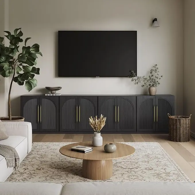 Belleze 4-Piece Modular TV Stand Set -Fluted Entertainment Center