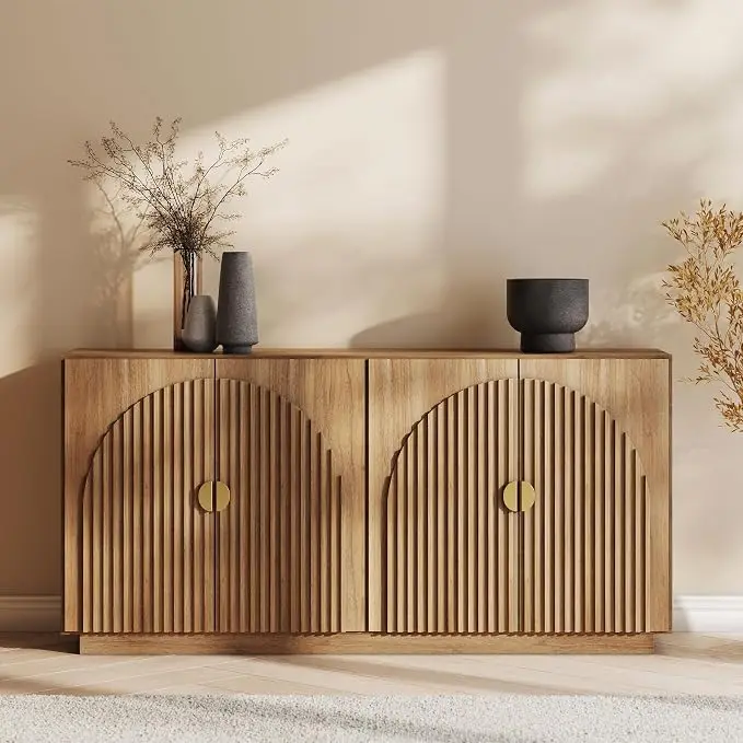 BELLEZE 65 Inch Fluted Buffet Cabinet