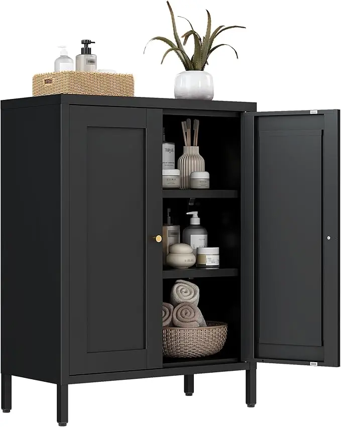 Bevivog Small Bathroom Storage Cabinet, Metal Floor Cabinets Sideboard